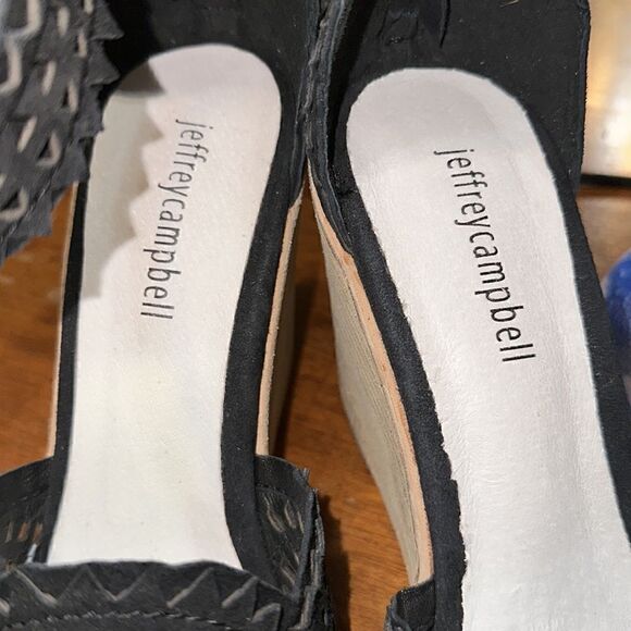 Jeffrey Campbell Black suede cut out wood wedges - Picture 8 of 8